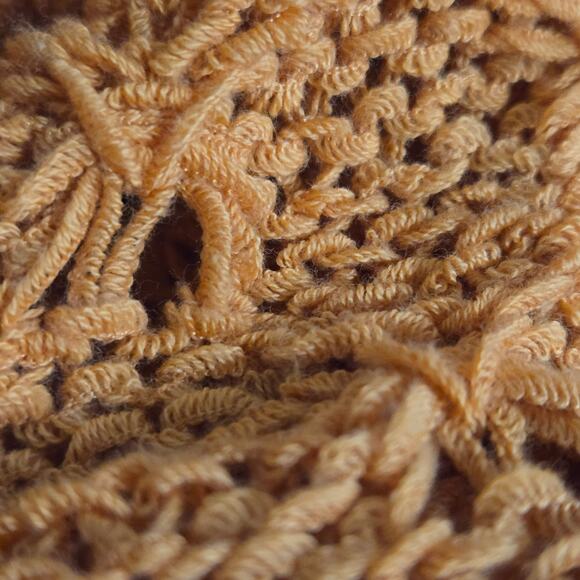 American Eagle Cropped Cardigan Sweater Yellow Slouchy Crochet Knit Boxy XS - Picture 9 of 13